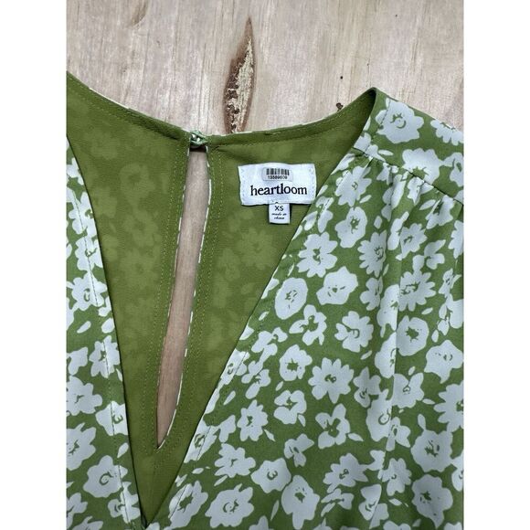 Heartloom Romper Shorts Green Lined Short Smocked Waist Sz XS Silky St Patrick’s - Picture 2 of 5